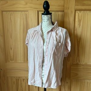 American Eagle Short Sleeved Button Up Linen Shirt